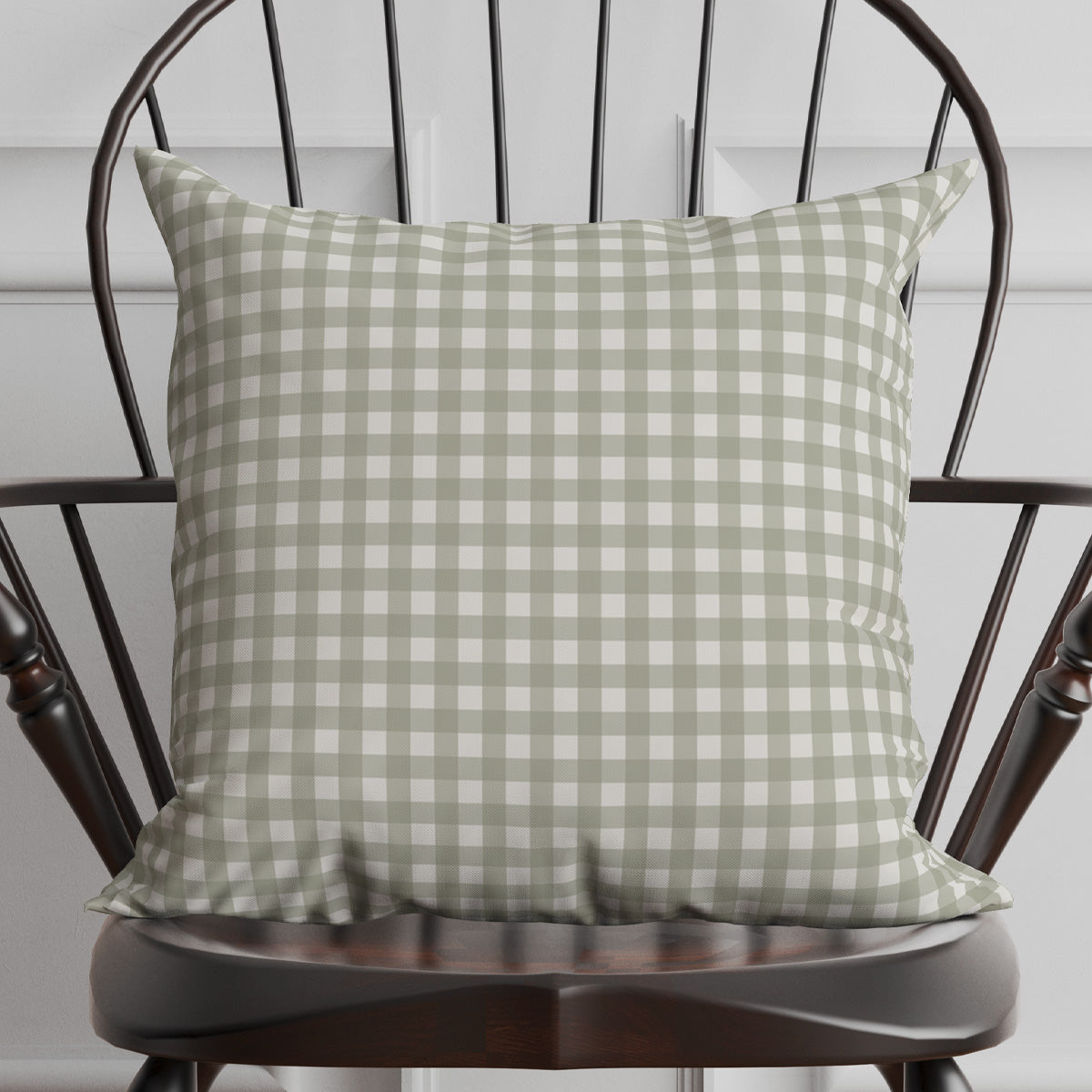 Coussin Vichy vert en gaze de coton