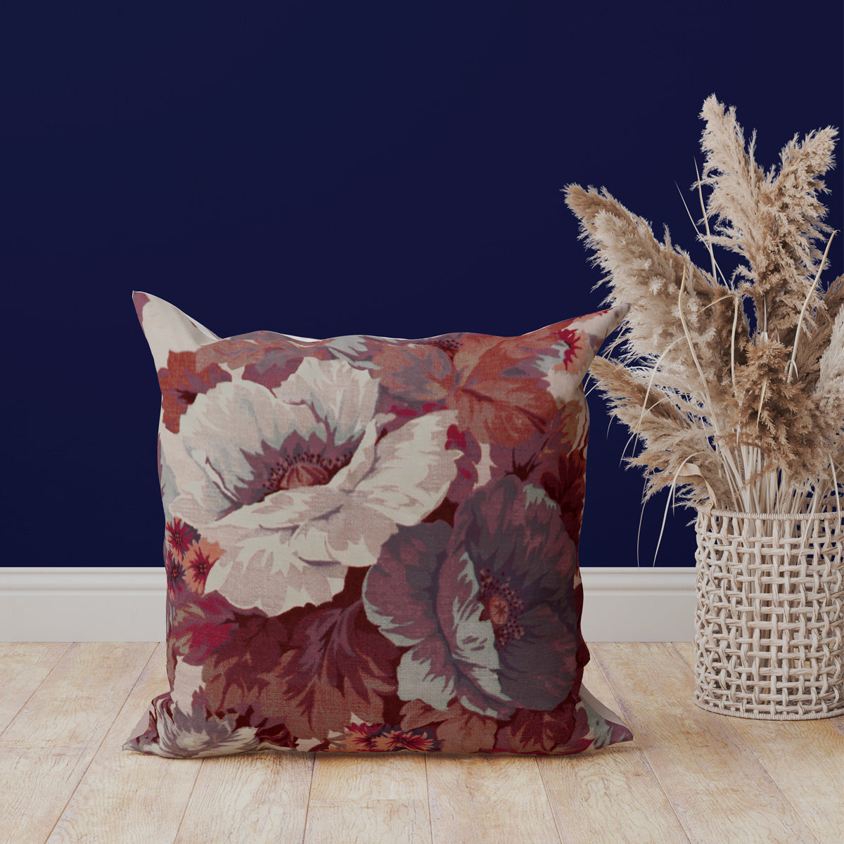 Coussin décoratif fleuri en gaze de coton