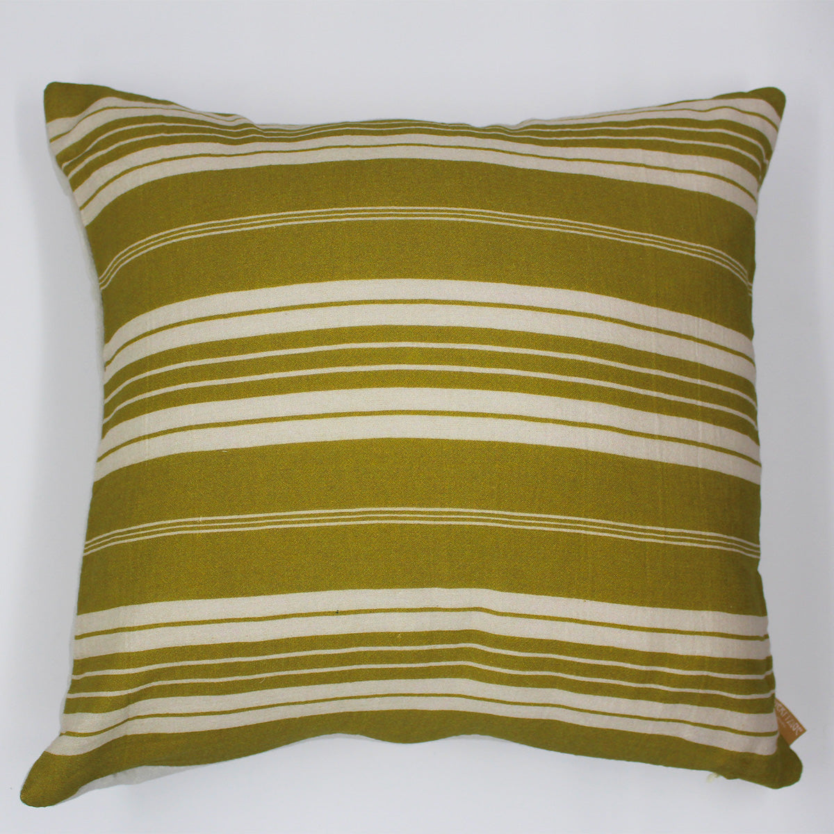Coussin décoratif à rayures jaunes verticales en polyester