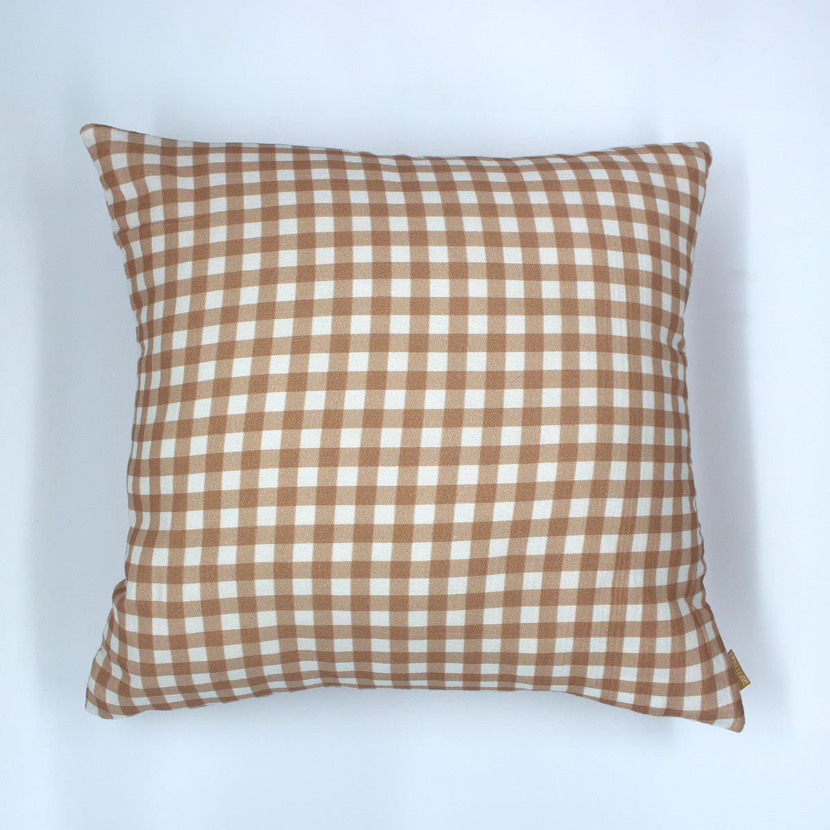 Coussin Vichy rose en gaze de coton