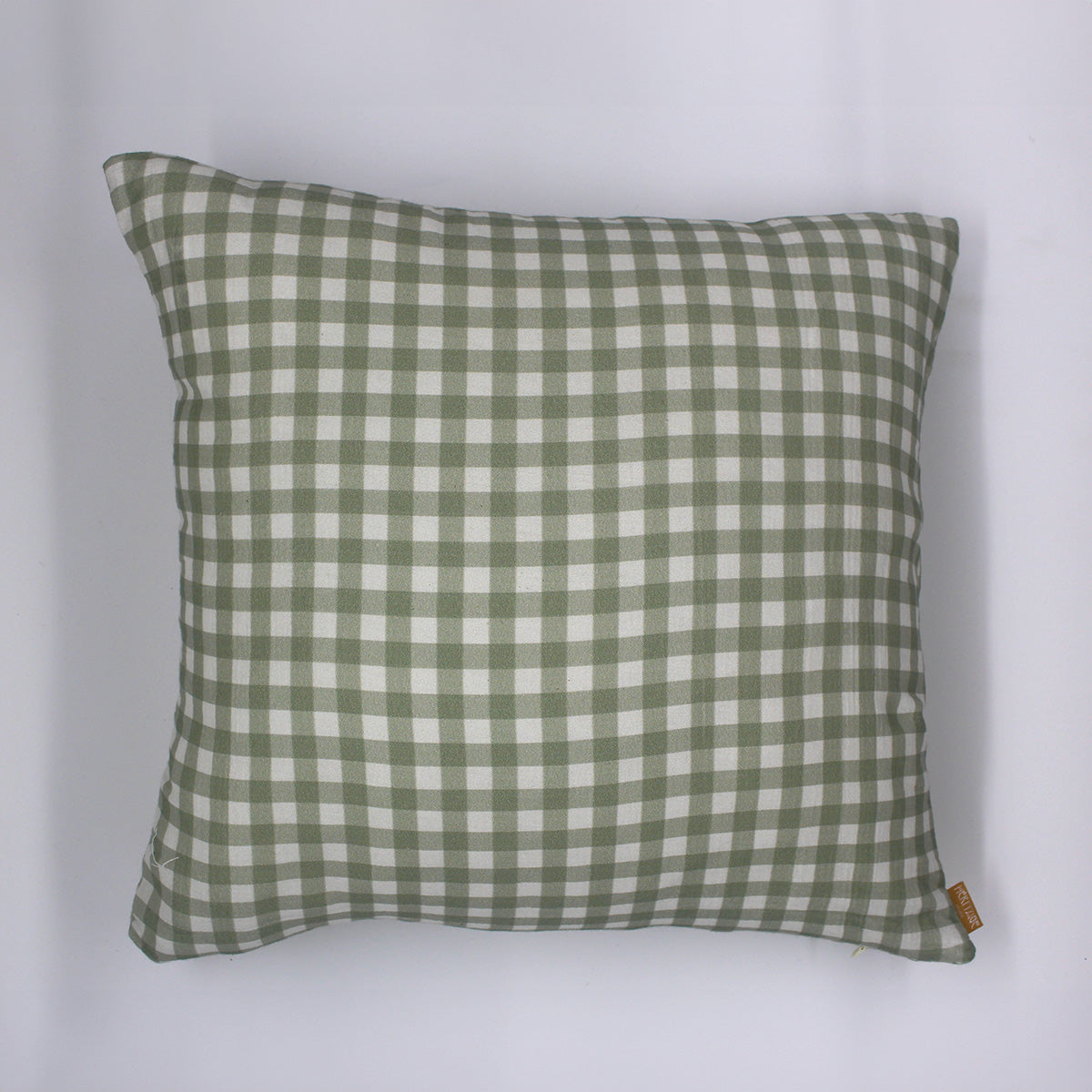 Coussin Vichy vert en gaze de coton