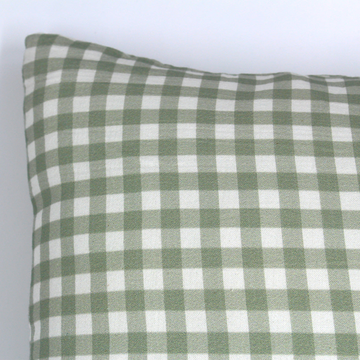 Coussin Vichy vert en gaze de coton