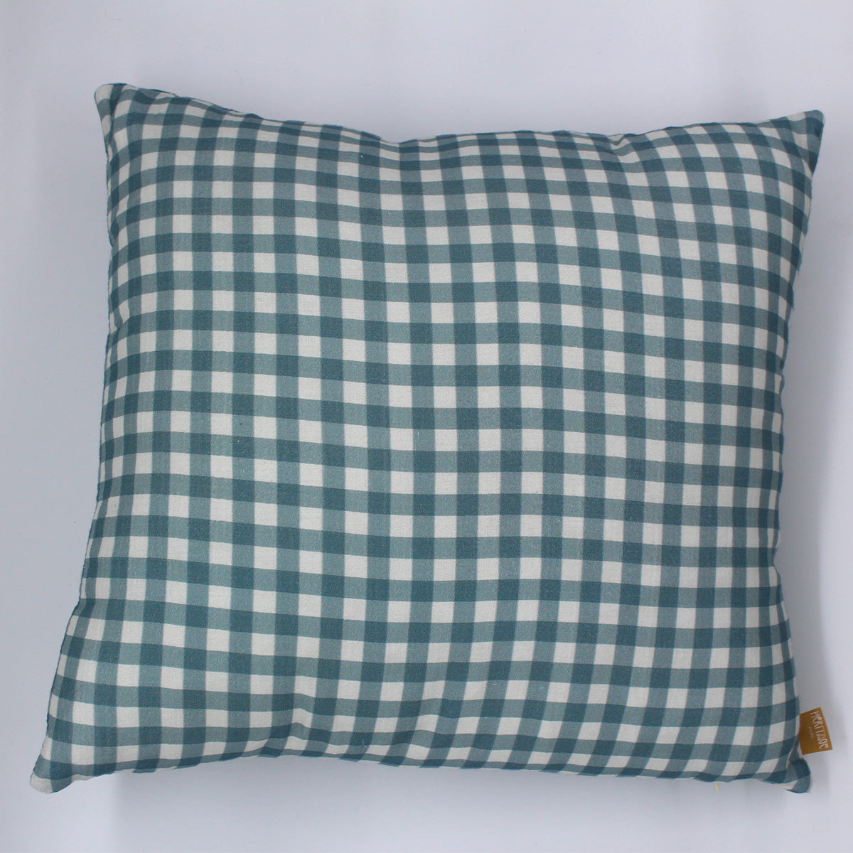 Coussin Vichy bleu en gaze de coton