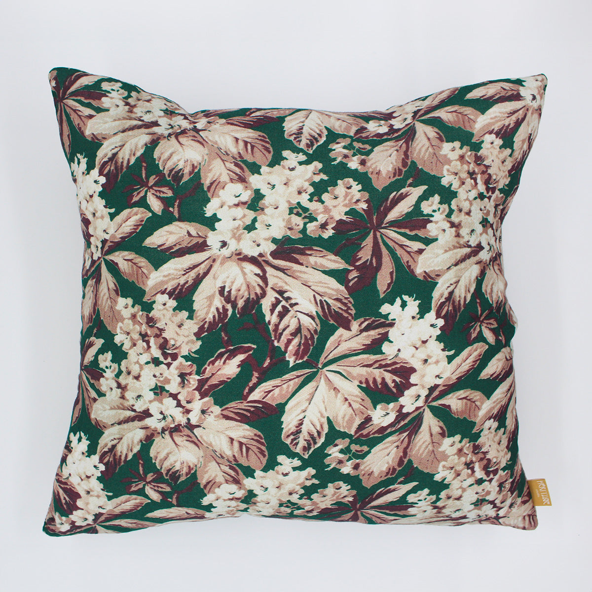 Coussin décoratif fleuri vert en gaze de coton