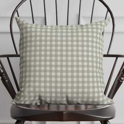 Coussin Vichy vert en gaze de coton