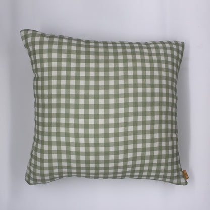 Coussin Vichy vert en gaze de coton