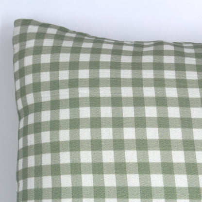 Coussin Vichy vert en gaze de coton