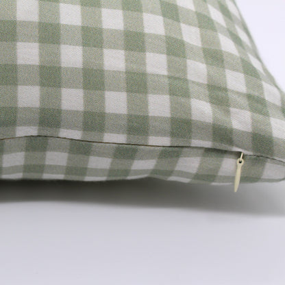 Coussin Vichy vert en gaze de coton