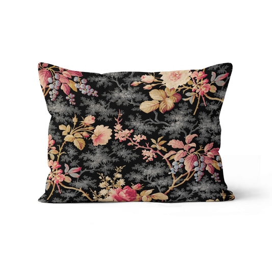 Coussin déco 30x40 cm - Motif Floral Noir et Sépia | Héritage Studio