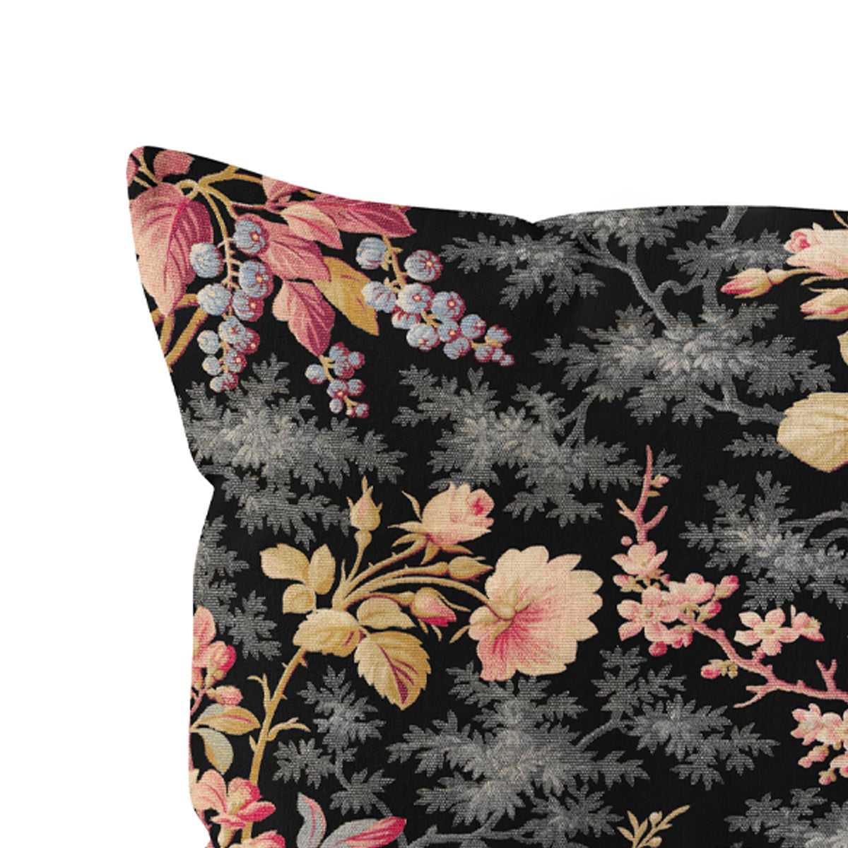 Coussin déco 30x40 cm - Motif Floral Noir et Sépia | Héritage Studio